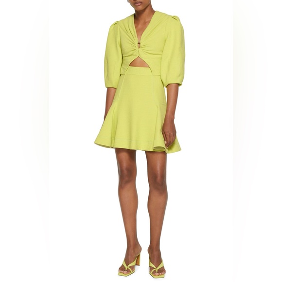 Jonathan Simkhai Kayleigh Cutout Crepe Mini Dress Lime Yellow - Picture 6 of 16